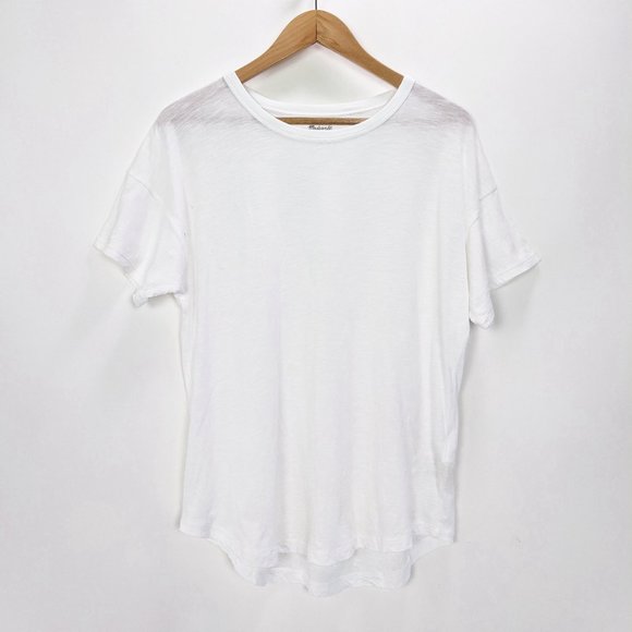 Madewell Tops - Madewell Size L Womens Whisper Cotton Rib-Crewneck Tee In White